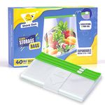 Stove Sun™ 40 Small Ziplock Freezer Bags | Smart Reuseable Food Bags | Clear and Tight Seal | Food Storage Bags With Expandable Stand & Fill Bottom | BPA Free Zip lock Bags (W22 x L23+3cm bottom)