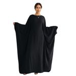 Women Muslim Robe Soft Crepe Butterfly Batwing Abaya Dubai Luxury Islam Muslim Kaftan Modest Dress Black