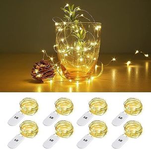 LE Guirnaldas Luces LED, Luces de Botella de Vino 8 x 1m 20 LED, Blanco Cálido, a Pilas, Decoración de Casa, Boda, Fiestas, Navidad, Jardines etc