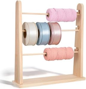 jojofuny 3 Tier Wooden Ribbon Organizer Rack with Removable Dowels