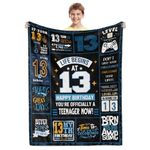 13th Birthday Present for Boys,BTZO Black 13th Birthday Decorations for Boys Blanket,13th Birthday Gift Ideas for 13 Year Old Boys,13th Birthday Decorations Throw Blanket for Teen Son Grandson Nephew