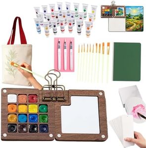 Travel Watercolor Set – Portable Mini Watercolor Paint Kit with Brushes, Pocket Watercolor Palette, Small Painting Kit for Beginners, Students, Hobby Artists & Travel Art Lovers (8)