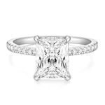 TIGRADE 4CT Engagement Ring for Women Radiant Cut Cubic Zirconia Wedding Band CZ Promise Anniversary Ring Size 4-11, Silver, Size 5.5