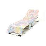 Morbuy Beach Chair Cover Towel, Tie Dye Beach Towel Lounger Bags with Pockets Sunbed Towels Fitted Microfiber Sun Lounger Towels for Summer Outdoor Garden Pool Vacation (rainbow cloud,75x215cm)