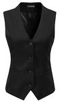 V VOCNI Women's Fully Lined 4 Button V-Neck Economy Dressy Suit Vest Waistcoat, Black, X-Large