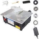 Mini Table Saw, RTOVZON 96W Mini Desktop Electric Saw Cutter 7.1"x5.5", Cut Thickness Adjustable Precision Craft Table Saw with Speed & Angle Adjust 4* Blades, Available for Wood/PCB/Acrylic/Plastic