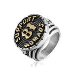 Sping Jewelry Support Nomads 81 Symbol Ring Silver Golden Plated Titanium Steel Biker Band for Men