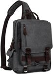 H HIKKER-LINK Canvas Messenger Bag Crossbody Shoulder Backpack Sling Bag Rucksack Daypack Casual Travel, L-gray, Large 1, Durable