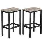 VASAGLE Bar Stools Set of 2, Breakfast Stool Chairs, for Kitchen, Dining Room, Living Room, Industrial Style, Greige and Black LBC065B02