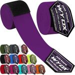 WYOX Boxing Hand Wraps Inner Gloves - Elasticated Thumb Loop Bandages, Mexican Style Under Mitts for Wrist Wrap Protection, Muay Thai, MMA (Pack of 1, Purple, 4.5m)