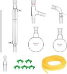 stonylab Glass Distillation Apparatus, Simple Distillation Kit with 24/40 Joint and 500 ml Reaction Flask for Normal Pressure/Low Vacuum Distillation Lab Glassware Kit