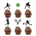 Tennis Cupcake Toppers Pack of 36 Tennis Players Tennis Ball Cupcake Picks for Sports Themed Baby Shower Birthday Party Decoration Supplies