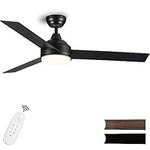 VIOSSN Ceiling Fans with Lights and Remote, 42 Inch Low Profile Ceiling Fan,Noiseless Reversible Dimmable Indoor/Outdoor Black Ceiling Fan for Bedroom, Living Room, Dining Room.