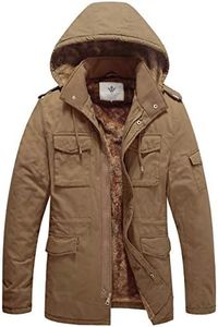 WenVen Men's Military Jacket Windbreaker Thicken Car Coat Khaki S