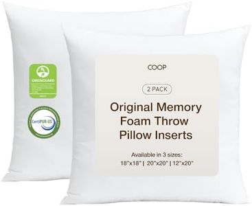 Coop Home Goods Throw Pillows (Pack of 2 White), 20x20 Pillow Inserts, Indoor & Outdoor Pillows, Adjustable Couch Pillows & Decorative Pillows for Bed, Adjustable Pillow Insert with Memory Foam Fill