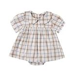 Babies Flowing Eye-Catching Dresses Infant Newborn Baby Girls Plaid Short Bubble Sleeve Romper Dress Outfit Clothes (A, 3-6 Months)