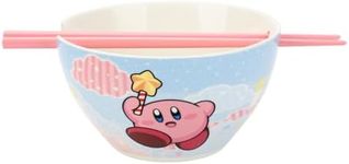 Bioworld Kirby Star Wand Ceramic Ramen Bowl With Plastic Chopsticks