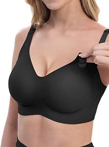 Nursing Bras for Breastfeeding, Buttery Soft Touch and Comfy Maternity Bra for Women,Wireless Seamless Women’s Sleeping Nursing Maternity Bralette with Pads & Extra Extenders for Pregnancy Black