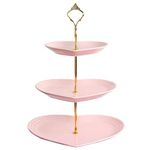 MEETOZ 3 Tier Ceramic Cake Stand,Tiered Serving Cake Stand,Decorative Tea Party Serving Platter, Tea Sandwich Tray for Party, Wedding, Candle Light Dinner (Heart-Shaped)