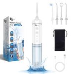 JNGOODS Mini Cordless Portable Water Flosser Oral Irrigator Water Teeth Cleaner Pick, Telescopic Water Tank, 4 Modes & IPX7 Waterproof, Home & Travel Water Flossers for Teeth, Braces Bridges Care.