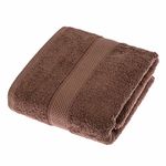 HOMESCAPES Chocolate Brown Turkish Cotton Bath Towel Super Soft Thick & Absorbent 500 GSM Towel Heavy Weight for everyday Luxury