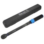 3/8-Inch Drive Click Torque Wrench, Dual-Direction Click Professional Torque Wrench 10-100FT.LB/13.6-135.6N.M, Dual Range Scales Graduated in FT.LB and N.M, Blue