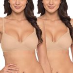 Komli - Heavily Padded Push-Up Bra - Cotton Rich - Balconette - 3/4th Coverage, Seamless, Wireless, Multiway Straps - T-Shirt Bra (K-15-SK-2PC-34B) Skin