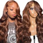 Chocolate Brown Human Hair Wig For Black Women, 13x6 HD Lace Front Wigs Human Hair Pre Plucked Baby Hair, 180 Density Body Wave Glueless 13x6 Lace Frontal Wig Real Virgin Brazilian Human Hair 20 Inch