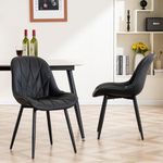 YOUNIKE Dining Chairs Set of 2, Black Elegant Kitchen & Dining Room Chairs, Mid Century Modern Faux Leather Padded Dining Chairs, Armless Bedroom Side Chairs Dinner Chairs Dinning Chairs