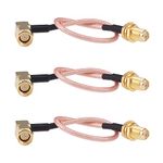 RFaha 3pcs RF coaxial Coax Assembly SMA Female to SMA Male Right Angle 15cm 6in FPV Antenna Extension Cable(F02-3)