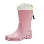 Womens Rain Boots with Dogs on Them Womens Fashion Rain Shoes Outside Shoes Kitchen Rubber Shoes Soft Bottom Comfortable Middle Tube Winter Rain Boots Mate Boots Women (Pink, 5)