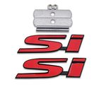 JOELEW 3D Metal Si Logo Car Front Grille Emblem + Sport Injection Trunk Lid Badge Racing Sticker Turbo Decal Replacement for Universal Vehicle (Black Red)