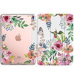 MoKo Case Fit New iPad 9th/8th/7th Generation 10.2-inch (2021/2020/2019), Slim Lightweight Smart Shell Stand Cover with Translucent TPU Frosted Back Protector, with Auto Wake/Sleep, Fragrant Flowers