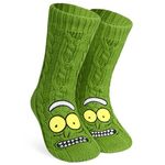 RICK AND MORTY Fluffy Socks for Men Teenagers Soft and Warm Slipper Socks with Non Slip Grip Pads One Size Mens Gifts (Green)