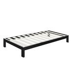 ZINUS Arnav Metal Platform Bed Frame/Wood Slat Support/No Box Spring Needed/Easy Assembly, Black, Twin