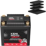 KEMIMOTO Lithium Motorcycle Battery YTX15L-BS/YTX14AH-BS LiFePO4 Lithium Battery 12v 7Ah, Full-Charged Powersports Battery, with 4 Universal-Fit EVA Spacers, Compatible with Motorcycle Lawn Mower ATV