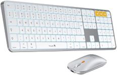 ProtoArc KM100-A Backlit Keyboard and Mouse Set for Mac, Wireless Bluetooth Keyboard Mouse Comb, Rechargeable Ultra Slim Keyboard for MacBook Pro, Macbook Air, iMac, iPad, iPhone, White Silver