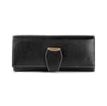 K London Stylish Black Long Women Purse Wallet Clutch with Loop Closure & 2 Zipped Pockets - AZ01_Leather_Blk