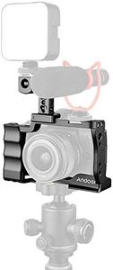 Andoer Cage + Top Handle Kit de aleación de aluminio con soporte para zapatos fríos, compatible con cámara Canon EOS M50 DSLR
