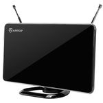 Rabbit Ear TV Antenna - Antop AT-211B Indoor TV Antenna with High Gain Inline Smartpass Amplifier and Built-in 4G LTE Filter