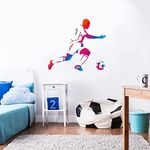 Multicolour Football Player Running with Ball Wall Sticker Decal Art Kids Bedroom Gift Mural Soccer (60cm Height x 30cm Width)