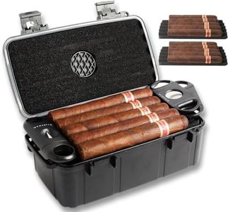 Mantello Cigars Case - for 10 Cigars- Includes 2 Ring Cigar Cutters, 1 V-Cut Cutter and 1 Cigar Punch, Crush-Proof Cigar Travel Case