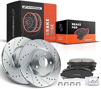 A-Premium Front Drilled and Slotted Disc Brake Rotors and Pads Kit Compatible with Acura TL 2009-2014, 3.5L 3.7L 6-PC Set