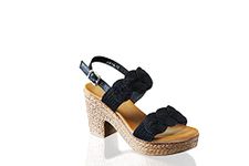 IVACHY Womens Sandal Ladies Wedge Woven Braided Block Heels Summer Espadrille Platform Shoes Size UK