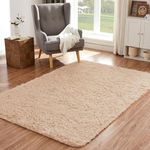 CHOSHOME Rugs Living Room Beige Fluffy Bedroom Rug Area Rugs for Living Room Anti Slip Backing Soft Shaggy Rug for Home Non-Shedding Rug Durable Rugs Large 90X150CM