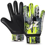 Jazzy Sports Soccer Goalie Gloves,Funky Football Goalkeeper Gloves for Kids Boys Children Youth with 4mm Latex for Strong Grip (Black, Size 2 Suitable for 4-5 Years)