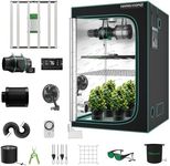 MARS HYDRO 4x4 Smart Grow Tent Kit Complete System with Temperature Humidity Controller,480W FC-E4800 Dimmable Light 2646Pcs LED,48"x48"x80" 1680D High Reflective Mylar,6inch Automatic Ventilation Kit