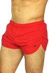 UZZI Men's Side Split Running Shorts American Flag Swimwear - Red - Medium