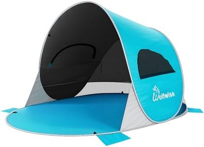 Wolfwise UPF 50+ Easy Pop Up Beach Tent, 3-4 Sports Sun Shade Instant Sun Tent, Blue