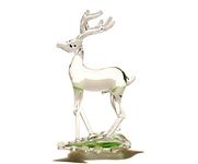 MARBOGLASS India Handicraft Crystal Clear Glass Standing Deer Showpiece for Home/Office Decor and Gift Items, Aqua, 15 CM (DER-15X10TR)